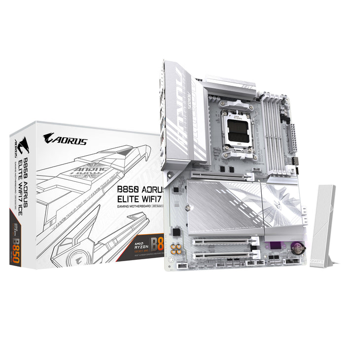 Gigabyte B850 AORUS ELITE WIFI7 ICE ATX Motherboard | AM5 | 4x DDR5 Slots | Wi-Fi 7