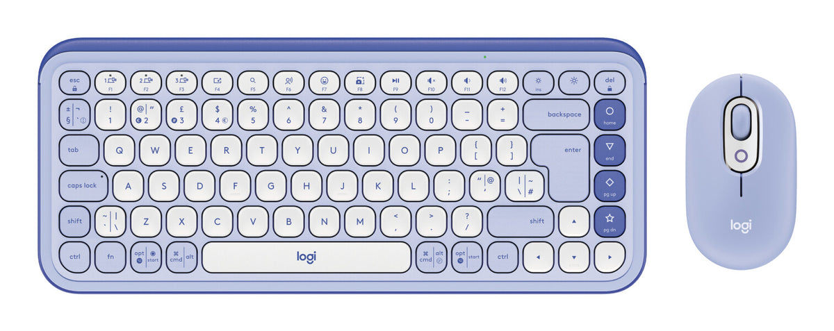 Logitech POP Icon Combo Keyboard | Wireless, QWERTY, Lilac, Mouse Included