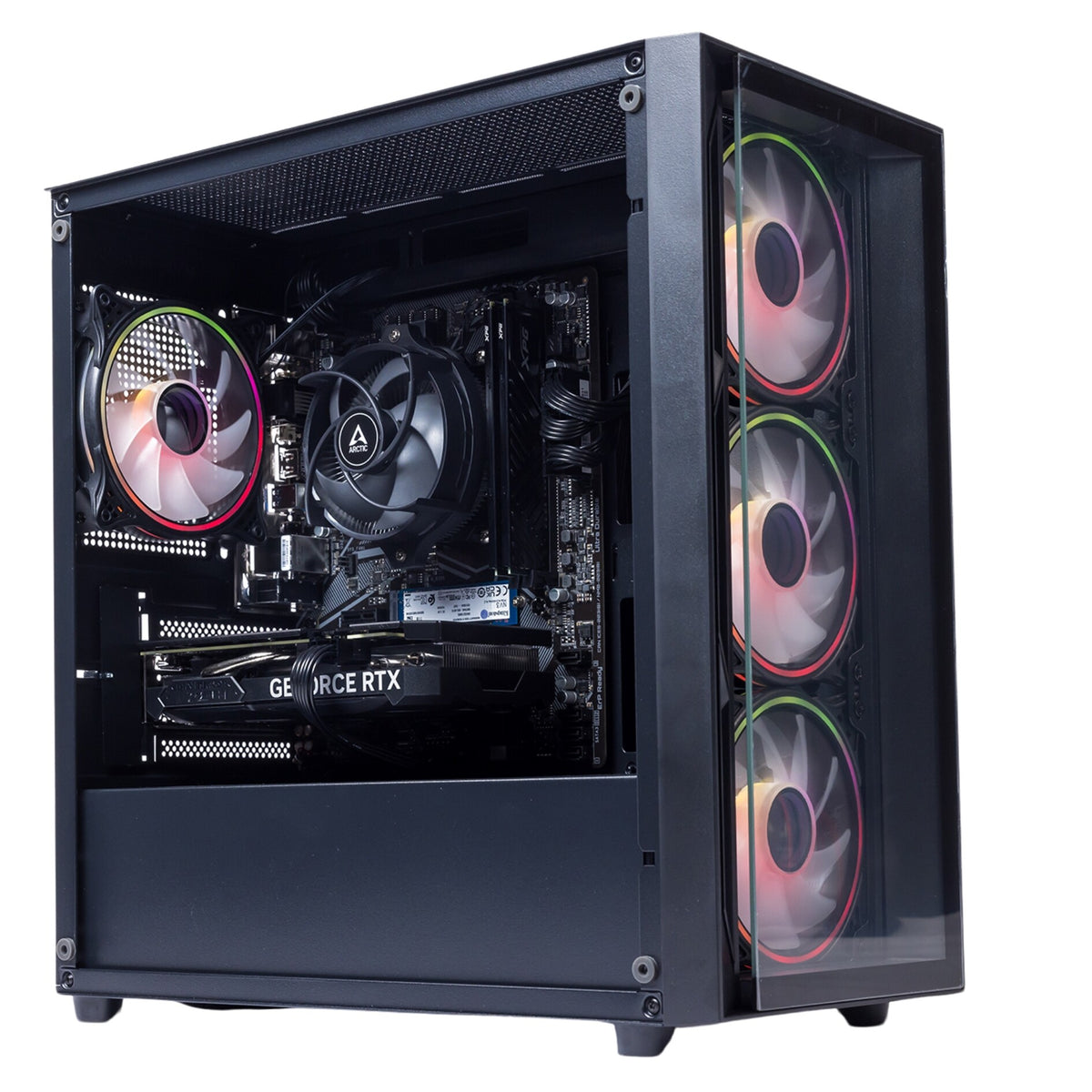 GTR Gaming PC | AMD Ryzen 5 5500, RTX 3060 12GB, 16GB DDR4 3600MHz, 1TB SSD, 600W 80+ Bronze PSU, ARGB Glass-Black Case, WiFi, Windows 11 Home | Prebuilt Gaming Desktop PC