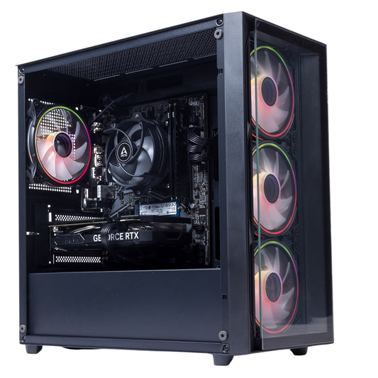 GTR Gaming PC | AMD Ryzen 5 5500, RTX 3060 12GB, 16GB DDR4 3600MHz, 1TB SSD, 600W 80+ Bronze PSU, ARGB Glass-Black Case, WiFi, Windows 11 Home | Prebuilt Gaming Desktop PC
