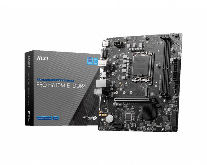 MSI PRO H610M-E DDR4 micro ATX Intel Motherboard | LGA1700 Socket - 2 x DDR4 Memory Slots