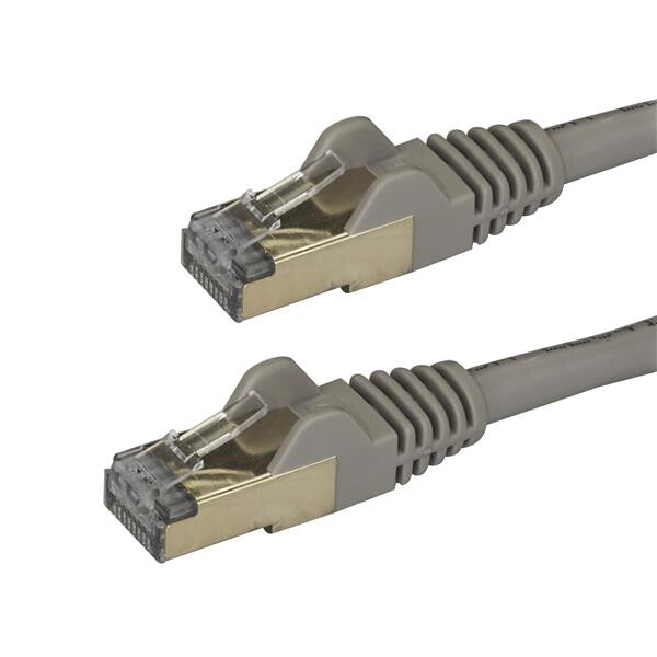 StarTech 0.50m CAT6a Ethernet Cable - 10 Gigabit Shielded Snagless RJ45 100W PoE Patch Cord - 10GbE STP Network Cable w/Strain Relief - Grey Fluke Tested/Wiring is UL Certified/TIA