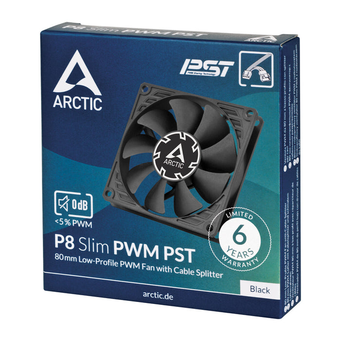 ARCTIC P8 Slim PWM Fan | 80mm 3000 RPM 22.5 CFM PWM Fluid Dynamic Bearing (FDB) Black
