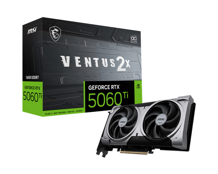 MSI GeForce RTX 5060 Ti 16 GB GDDR7 Overclocked Graphics Card | PCIe 5.0 x16 | 3 x DP and 1 x HDMI | Active Cooling