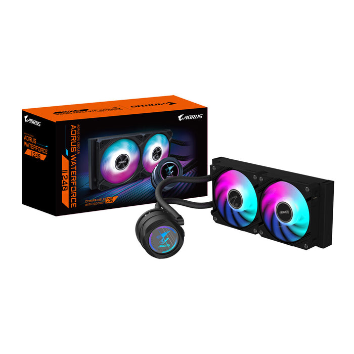 Gigabyte AORUS WATERFORCE II 240 AIO Liquid Cooler | 240mm 64.25 CFM RGB Intel & AMD Compatible Black
