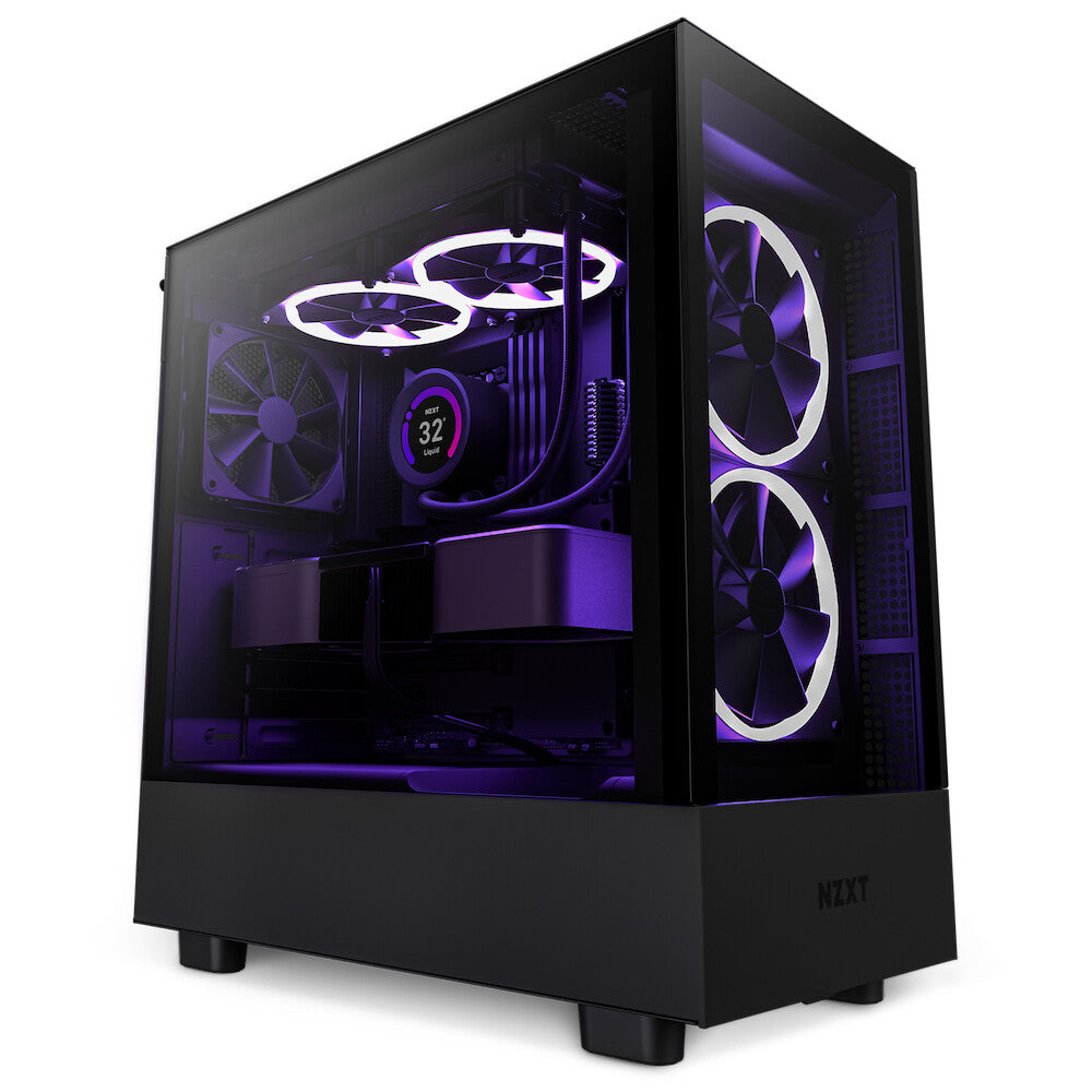 NZXT H5 Elite RGB Midi Tower PC Case Black, Transparent | Liquid Cooling Support