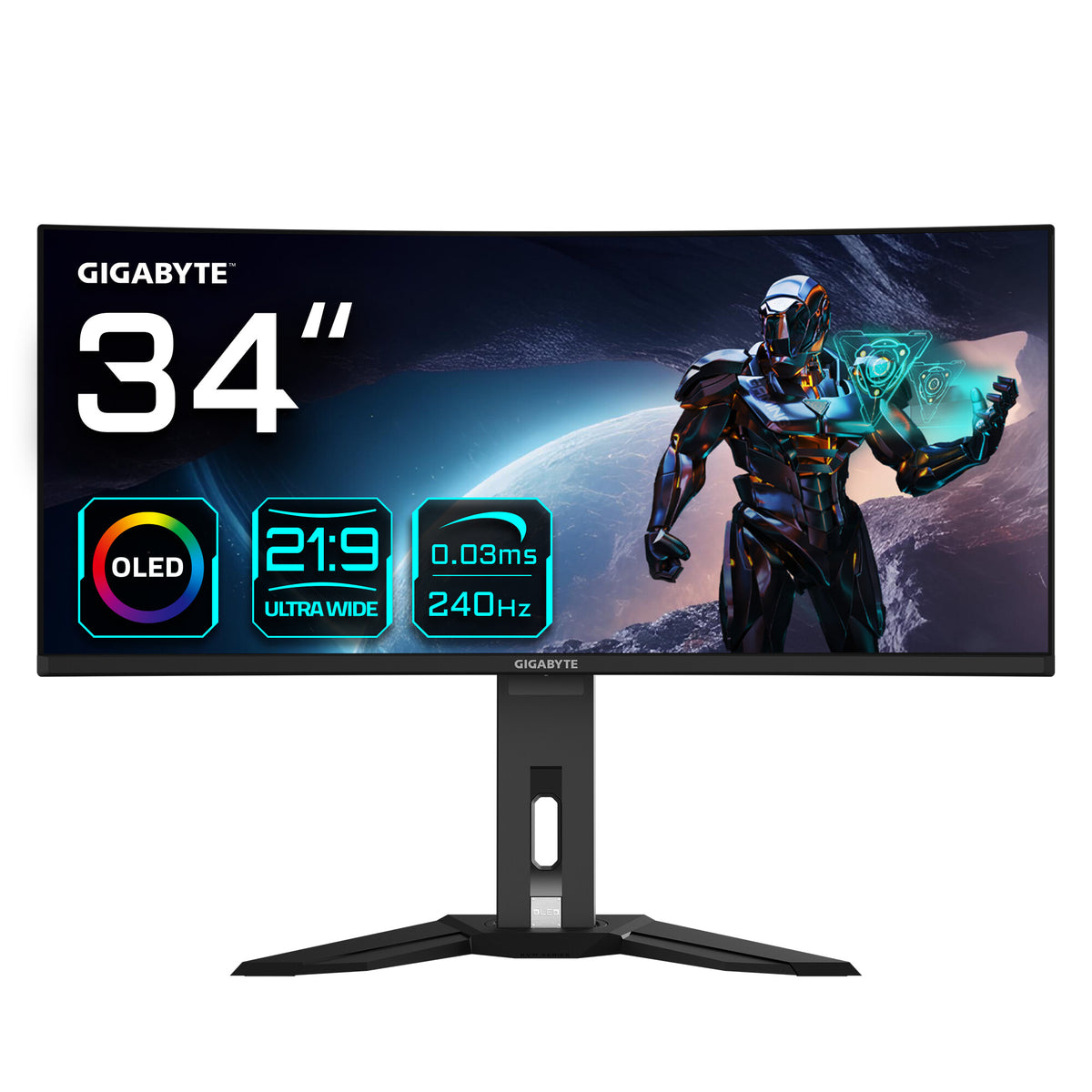 Gigabyte MO34WQC2 34" Wide Quad HD Curved Gaming Monitor | 3440 x 1440 240Hz USB-C HDMI DP