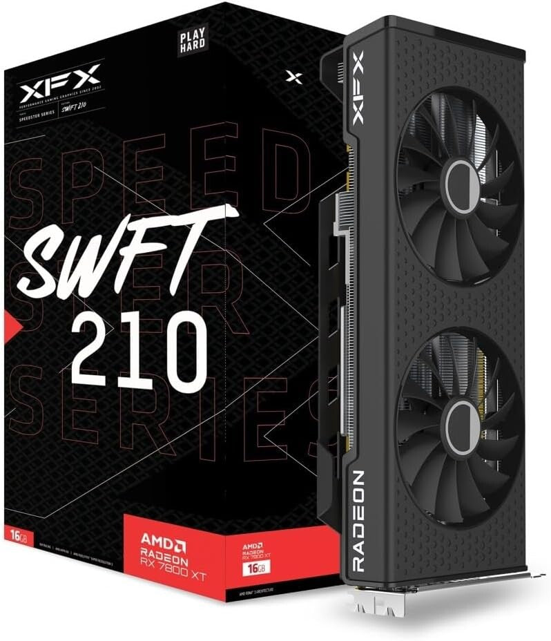 XFX Radeon RX 7800 XT 16 GB GDDR6 Graphics Card | PCIe 4.0 | 3 ? DP and 1 ? HDMI | Active Cooling