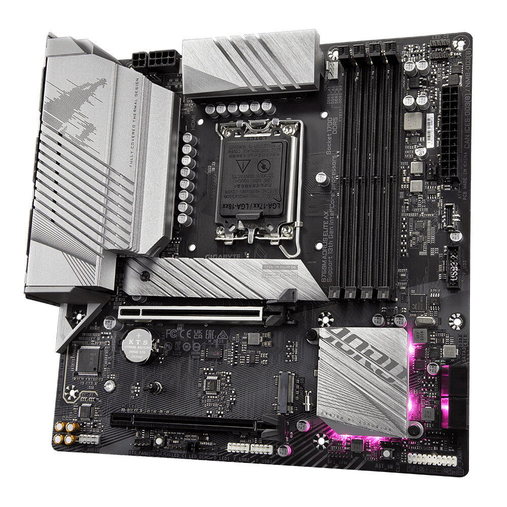 Gigabyte B760M AORUS ELITE AX micro ATX Intel Motherboard | LGA1700 Socket - 4 x DDR5 Memory Slots