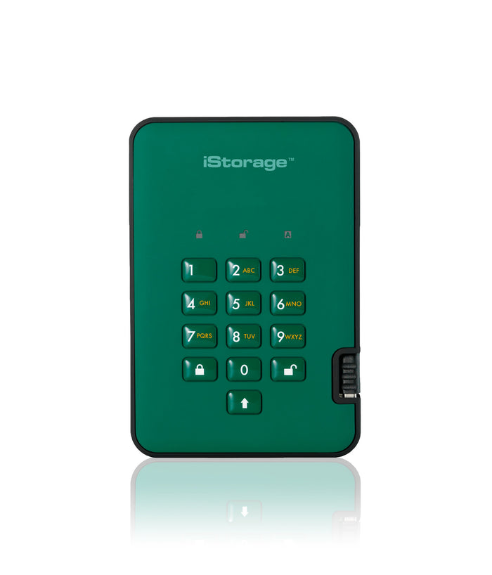 iStorage diskAshur2 5 TB Encrypted External HDD | USB 3.2  Green