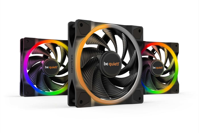 be quiet! Light Wings High Speed 3 Pack Fan | 120mm 2500 RPM 52.3 CFM PWM RGB Rifle bearing Black