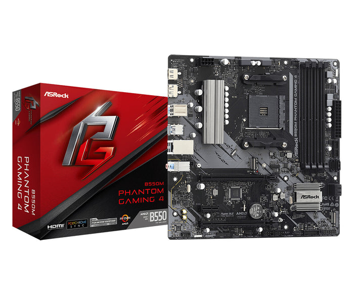 Asrock B550M Phantom Gaming 4 mATX Motherboard | AM4 | 4x DDR4 Slots