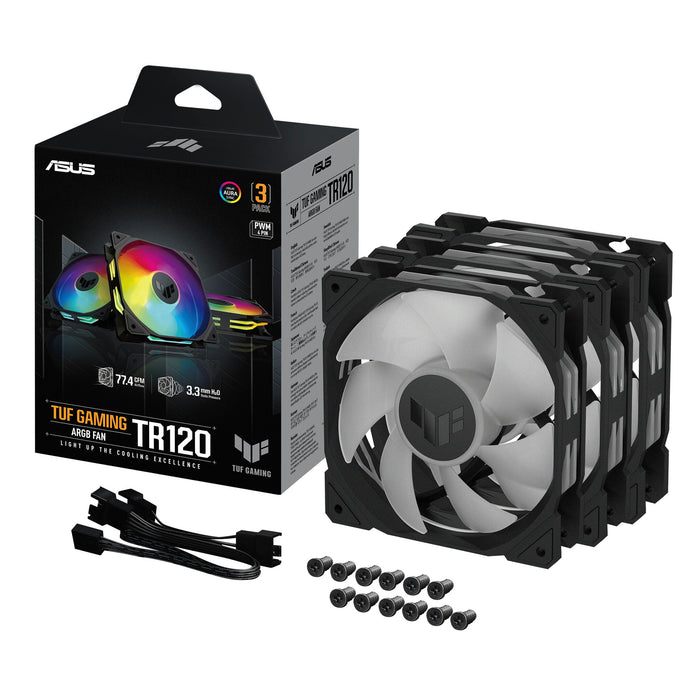 ASUS TUF GAMING TR120 ARGB 3IN1 Black Cooler | 120mm 2000 RPM 77.4 CFM RGB Hydraulic Bearing Black