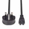 Lindy 1m UK 3 Pin Plug to IEC C5 "Cloverleaf" Power Cable, Black