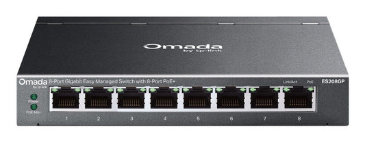 TP-Link Omada ES208GP network switch Managed L2 Gigabit Ethernet (10/100/1000) Power over Ethernet (PoE) DIN rail Black
