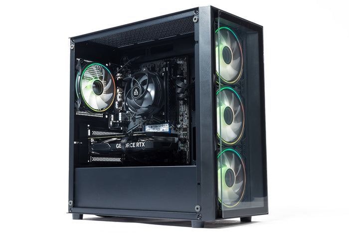 GTR Gaming PC | Intel i5 12400F, RTX 5060 Ti, 16GB DDR4 3200MHz, 1TB NVMe SSD, 600W 80+ Bronze PSU, ARGB Glass-Black Case, WiFi, Windows 11 Home | Prebuilt Gaming Desktop PC