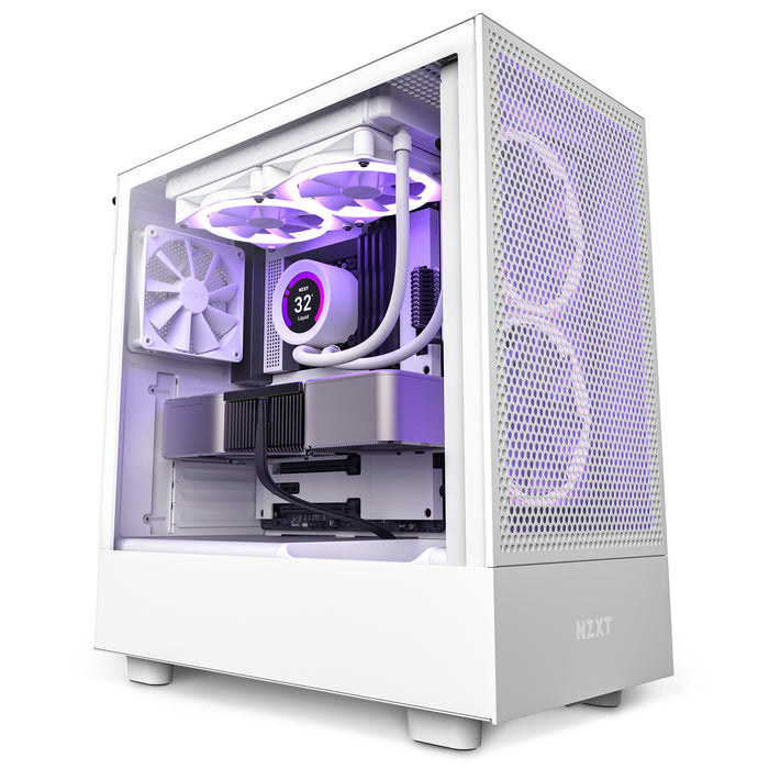 NZXT H5 Flow Midi Tower PC Case White | Liquid Cooling Support