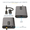 StarTech.com USB-C to Dual-HDMI Adapter - USB-C or A to 2x HDMI - 4K 60Hz - 100W Power Delivery Pass-Through - 1ft (30cm) Built-in Cable - USB to HDMI Multi-Monitor Converter for Laptop