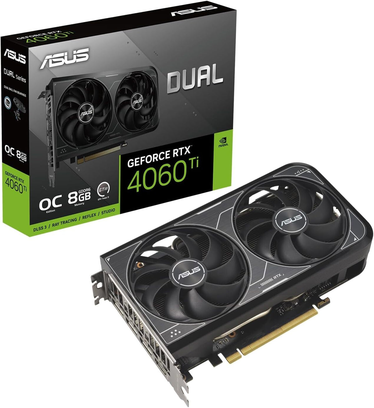 ASUS GeForce RTX 4060 Ti 8 GB GDDR6 Graphics Card | PCIe 4.0 | 3 x DP and 1 x HDMI | Active Cooling