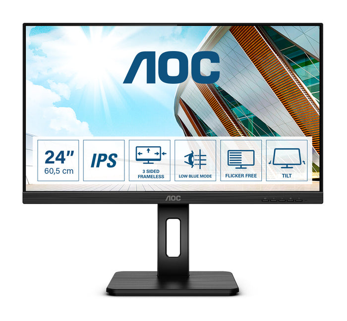 AOC P2 Q24P2Q 24" Quad HD Monitor | 2560 x 1440 75Hz HDMI VGA DP
