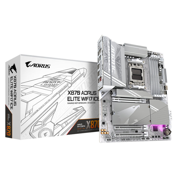 Gigabyte X870 AORUS ELITE WIFI7 ICE ATX Motherboard | AM5 | 4x DDR5 Slots | Wi-Fi 7
