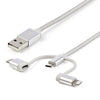 StarTech.com 1 m (3 f.t) USB Multi Charging Cable - USB to Micro-USB or USB-C or Lightning for iPhone / iPad / iPod / Android - Apple MFi Certified - 3 in 1 USB Charger - Braided