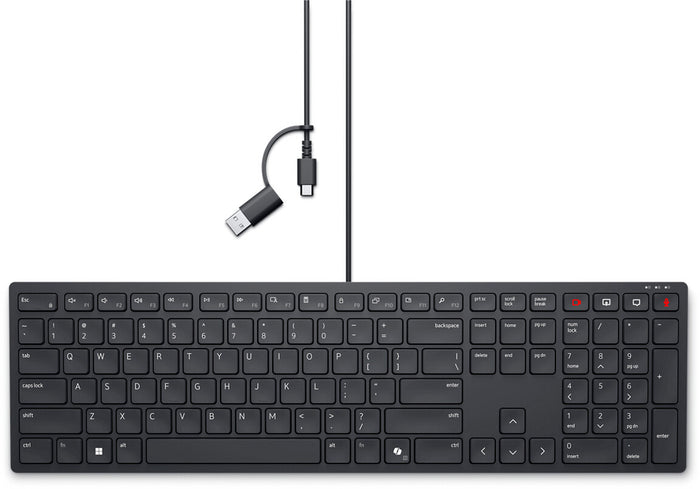 DELL KB525C Keyboard | Wired, QWERTY, Black, Backlit