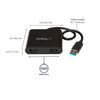 StarTech.com USB 3.0 to Dual HDMI Adapter - 1x 4K 30Hz & 1x 1080p - External Video & Graphics Card - USB Type-A to HDMI Dual Monitor Display Adapter - Supports Windows Only - Black