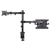 StarTech.com Monitor Arm with VESA Laptop Tray, For a Laptop (4.5kg/9.9lb) and a Single Display up to 32" (8kg/17.6lb), Black, Vented Tray, Adjustable Laptop Arm Mount, C-clamp/Grommet Mount