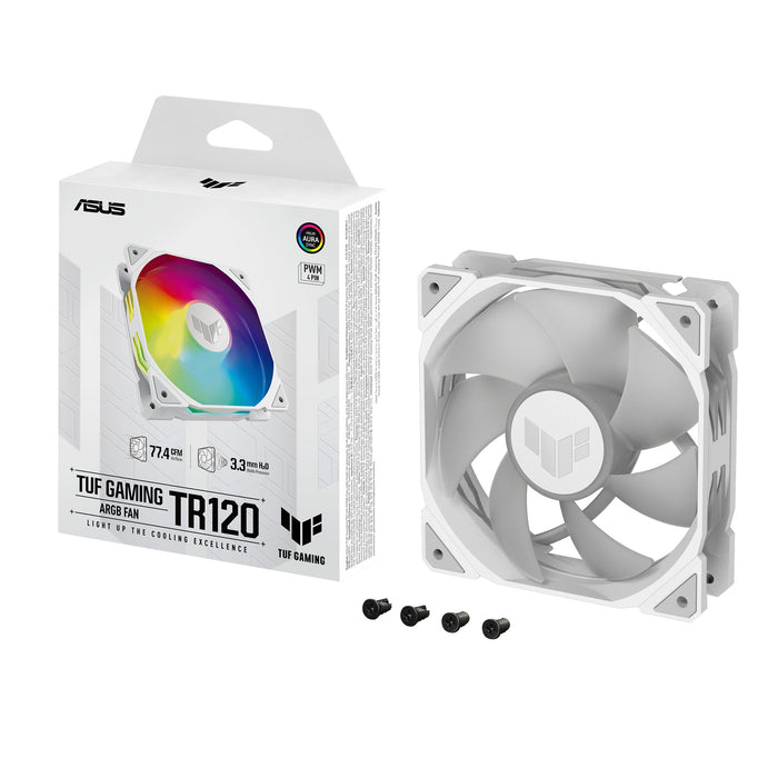 ASUS TUF GAMING TR120 ARGB 1-pack White Cooler | 120mm 2000 RPM 77.4 CFM RGB Hydraulic Bearing White