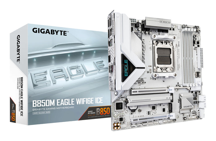 Gigabyte B850M EAGLE WIFI6E ICE mATX Motherboard | AM5 | 4x DDR5 Slots | Wi-Fi 6E