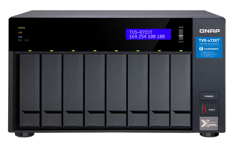 QNAP TVS-872XT-i5-16G 64TB (Seagate Exos) 8-Bay NAS; Intel core i5-8400T 6-core 1.7 GHz Processor(max 3.3 Tower NAS with 8 x 8TB EXOS Drives | 8-bay, HDD & SSD, 16 GB GB RAM, 3 x LAN Ports