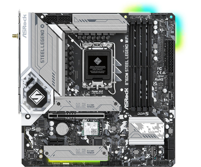 Asrock B760M Steel Legend WiFi mATX Motherboard | LGA1700 | 4x DDR5 Slots | Wi-Fi 6E