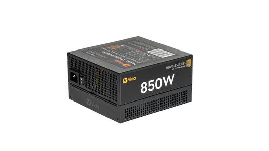 VIDA 850W Heracles Black ATX 3.1 Gaming PSU, 80+ Bronze, 14cm Ultra-Quiet FDM Fan, Flat Black Cables, PCIe 5.1, Power Lead Not Included power supply unit 24-pin ATX