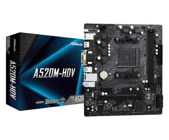 Asrock A520M-HDV mATX Motherboard | AM4 | 2x DDR4 Slots