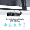 StarTech.com 7-Port USB 2.0 Hub - Metal Industrial USB-A Hub with ESD Protection & 350W Surge Protection - Din Rail, Wall or Desk Mountable - TAA Compliant USB Expander Hub