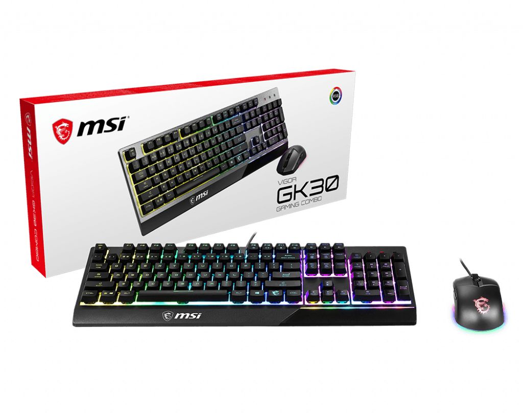 MSI VIGOR GK30 COMBO RGB MEMchanical Gaming Keyboard + Clutch GM11 | Gaming Mouse 6-Zone RGB Lighting | Dual-Zone RGB Lighting Mouse