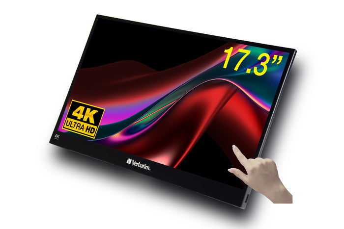 Verbatim Portable Touchscreen Monitor Ultra HD 4K - 17.3? 18" 4K Ultra HD Monitor | 3840 x 2160 USB-C HDMI