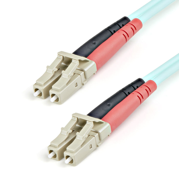StarTech.com Fiber Optic Cable - 10 Gb Aqua - Multimode Duplex 50/125 - LSZH - LC/LC - 1 m~1m (3ft) LC/UPC to LC/UPC OM3 Multimode Fiber Optic Cable, Full Duplex 50/125µm Zipcord Fiber, 100G Networks, LOMMF/VCSEL,