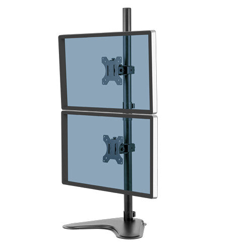 Seasa Dual Stacking Monitor Arm Freestanding Monitor Mount 32 inch Screens Ergonomic Adjustable Monitor Arm Tilt 45° Pan 120° Rotation 360° VESA 75 x 75 100 x 100