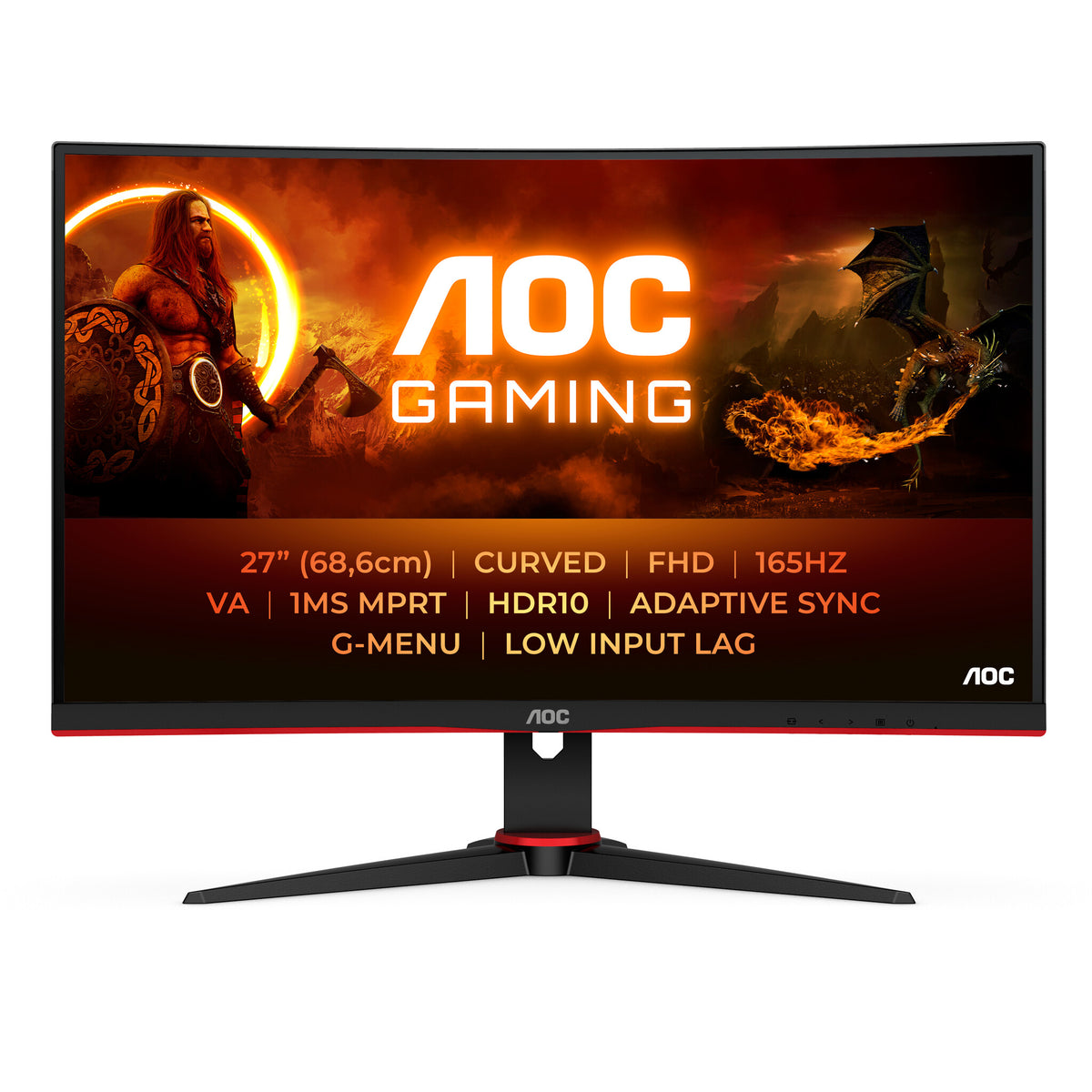 AOC G2 C27G2E/BK 27" Full HD Curved Gaming Monitor | 1920 x 1080 165Hz 1ms HDMI DP