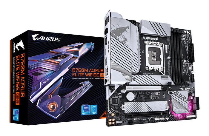 Gigabyte B760M AORUS ELITE WIFI6E GEN5 mATX Motherboard | LGA1700 | 4x DDR5 Slots | Wi-Fi 6E