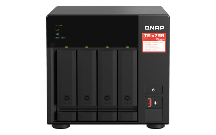 QNAP TS-473A Tower NAS | 4-bay, HDD & SSD, Ryzen Embedded CPU, 8 GB GB RAM, 2 x LAN Ports