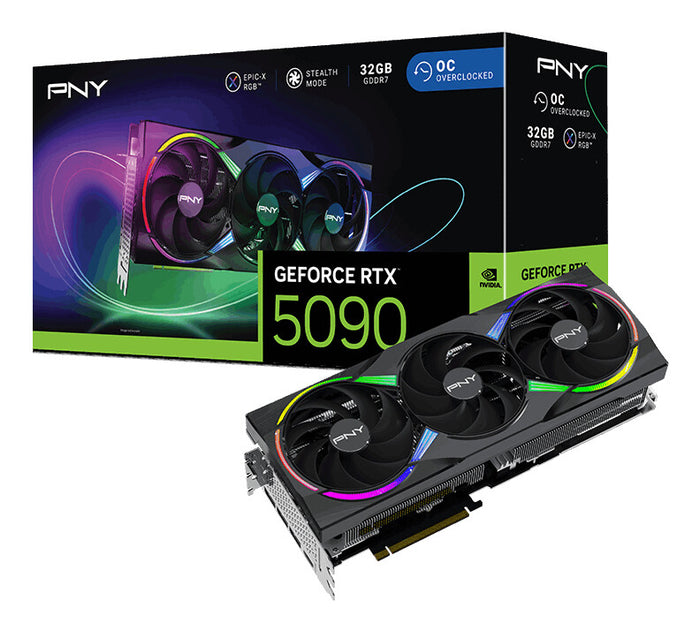 PNY GeForce RTX 5090 32 GB GDDR7 Overclocked Graphics Card | PCIe 5.0 x16 | 3 x DP and 1 x HDMI | Active Cooling