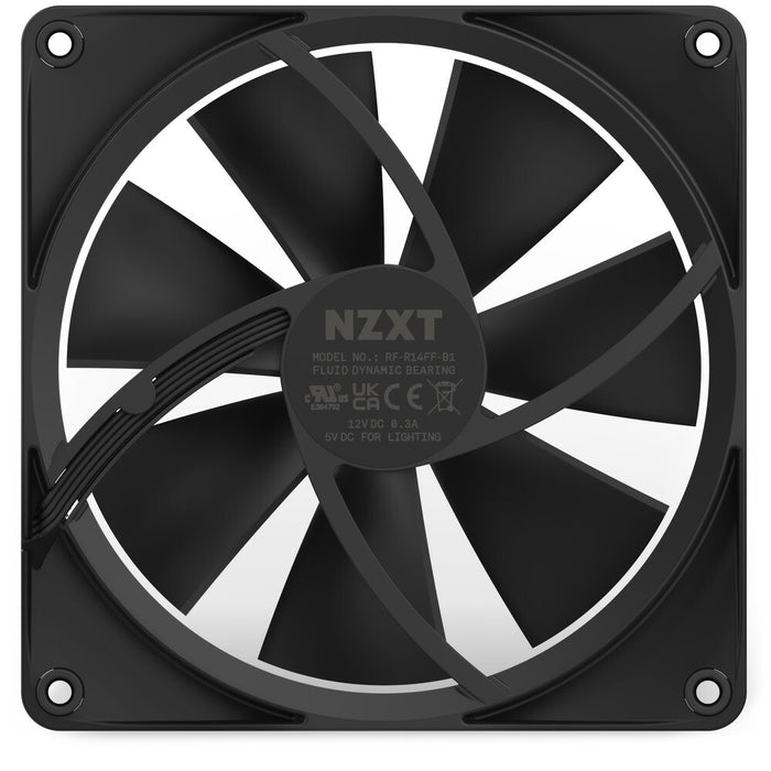 NZXT F140 RGB Case Fan | 140mm 1800 RPM 24.85 CFM RGB Fluid Dynamic Bearing (FDB) Black