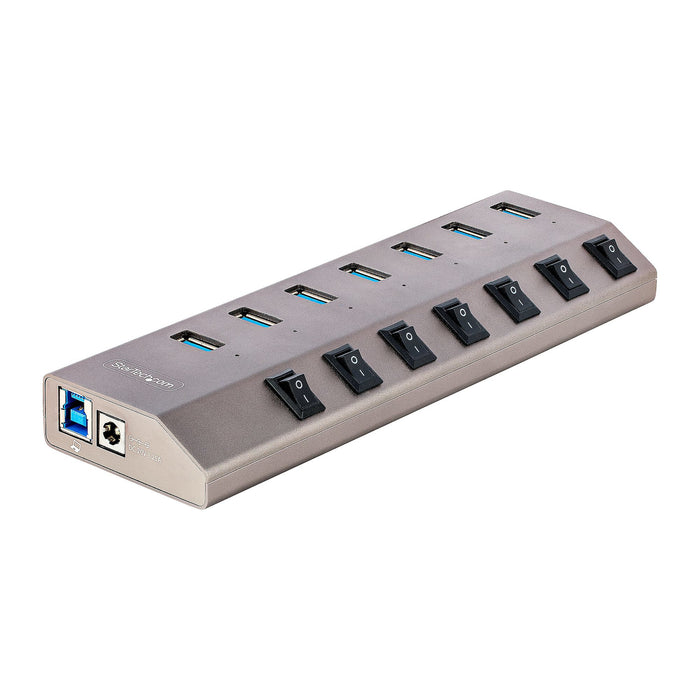 StarTech 7-Port Self-Powered USB-C Hub with Individual On/Off Switches, USB 3.0 5Gbps Expansion Hub w/Power Supply, Desktop/Laptop USB-C to USB-A Hub, USB Type C Hub w/BC 1.2