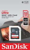 SanDisk Ultra 32GB SDHC Mem Card 100MB/s UHS-I Class 10
