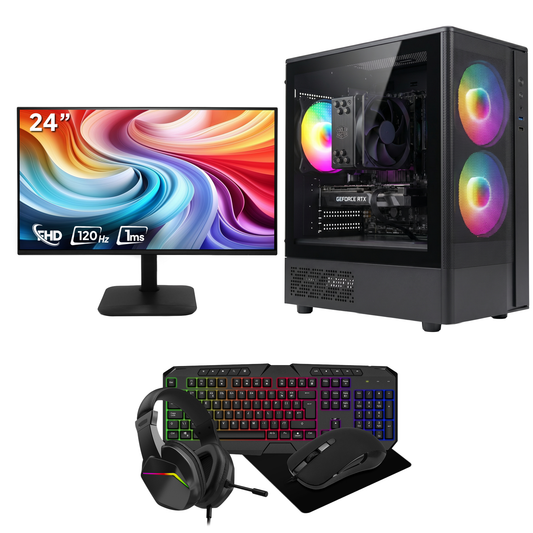 GTR Gaming Infinity Gaming PC Bundle | Intel Core i5-12400F | NVIDIA GeForce RTX 5050 8GB | 512GB SSD | 16GB DDR4 3200MHz RAM | 650W PSU | Windows 11 Home | AC900 WiFi | Gaming Monitor, Keyboard, Mouse & Headset