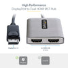 StarTech.com DP to Dual HDMI MST HUB - Dual HDMI 4K 60Hz - DisplayPort Multi Monitor Adapter with 1ft / 30cm cable - DP 1.4 Multi Stream Transport Hub, DSC | HBR3 - DP to HDMI Splitter