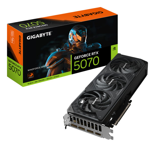 Gigabyte GeForce RTX 5070 12 GB GDDR7 Overclocked Graphics Card | PCIe 5.0 x16 | 3 x DP and 1 x HDMI | Active Cooling